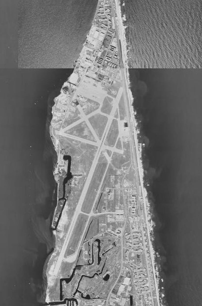 Aerial view of Patrick Space Force Base along the Florida coast