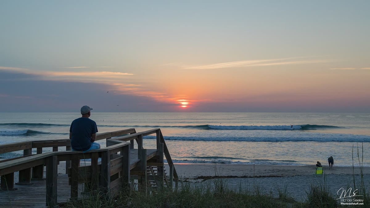Sunrise over the surf at Satellite Beach, Florida