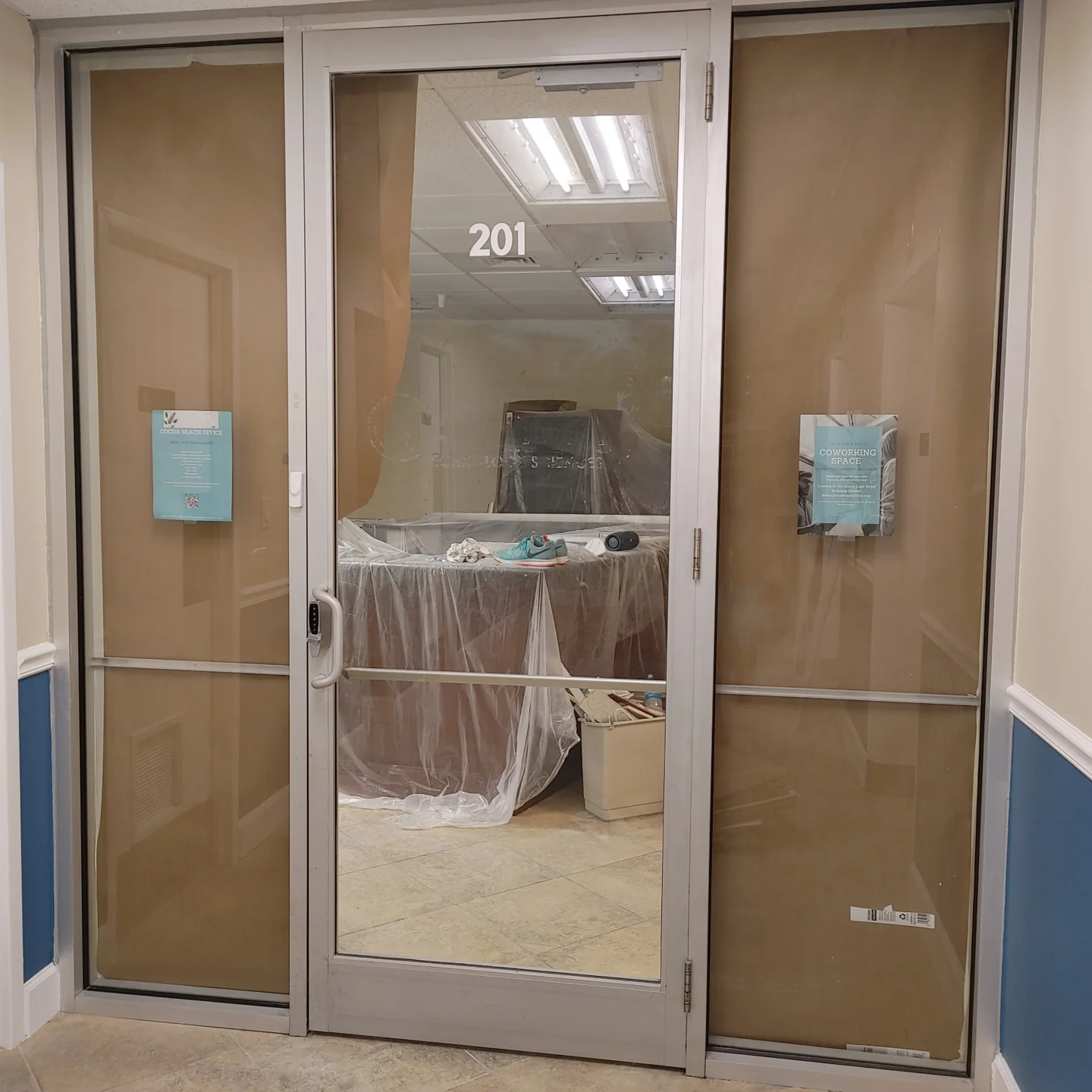 Office doors protected during renovation